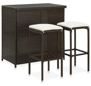 3 darabos barna polyrattan bárszett