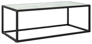 Fekete dohányzóasztal fehér márvány mintás üveggel 100x50x35 cm
