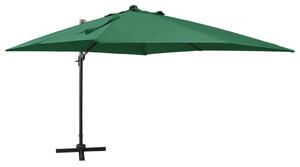 Zöld konzolos napernyő rúddal és LED-fényekkel 300 cm