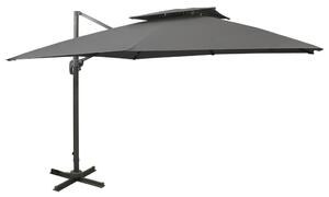 Antracitszürke dupla tetejű konzolos napernyő 300 x 300 cm