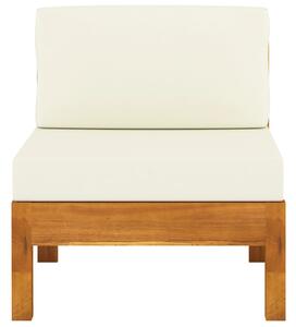 VidaXL tömör akácfa középső kanapé krémfehér párnákkal