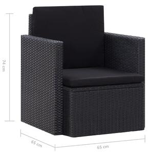 VidaXL fekete polyrattan kerti szék párnákkal