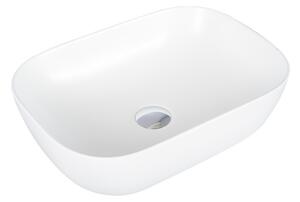 Eros SMILE 3 - PULTRA ültethető - Top Counter - porcelán mosdó - MATT FEHÉR - 46,5 x 32,5 x 13 cm