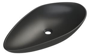 CeraStyle OLIVE - PULTRA ültethető - Top Counter - porcelán mosdó - MATT FEKETE - 60 x 35 cm