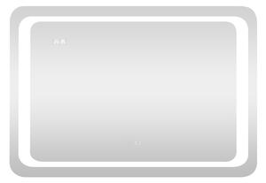 Viva AURA fürdőszoba tükör - érintőkapcsolós - páramenetesítős - órával - LED - FEKVŐ - 80 x 60 cm