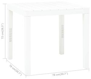VidaXL fehér műanyag kerti asztal 78 x 78 x 72 cm