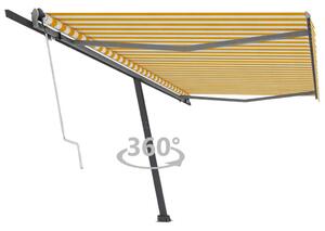Sárga-fehér automata póznás napellenző 500x300 cm