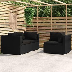 VidaXL Polyrattan Kerti Ülőgarnitúra - 3 részes - Fekete