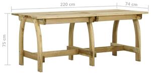 VidaXL impregnált fenyőfa kerti asztal 220 x 74 x 75 cm