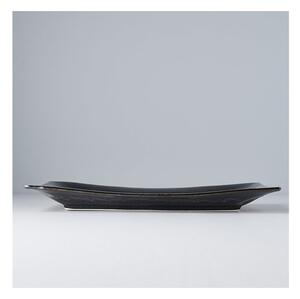 Matt sötétkék kerámia tányér, 33 x 19 cm - MIJ