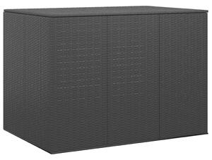 Fekete polyrattan kerti párnatartó doboz 145 x 100 x 103 cm