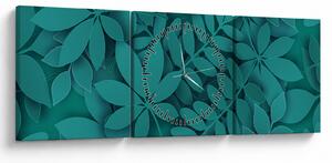 Kép - Türkiz levelek (órával) (90x30 cm)