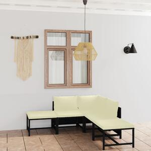 VidaXL 6 részes fekete polyrattan kerti ülőgarnitúra párnákkal