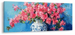Kép - Váza rózsaszín virágokkal (120x50 cm)