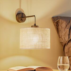 TK Lighting Juta fali világítás, 1 izzós, dimmelhető, Nappali / Étkező, Textil / szövet / selyem