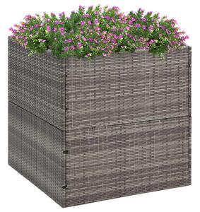 Szürke polyrattan kerti ültetőláda 80x80x80 cm