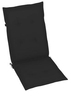 VidaXL 4 db tömör tíkfa kerti szék fekete párnákkal