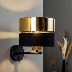 TK Lighting Hilton fali világítás, fekete/arany, Fekete, Nappali / Étkező, fém, Modern