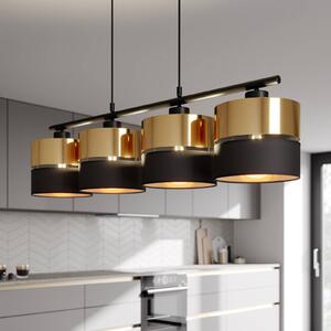 TK Lighting Hilton lógó világítás, fekete/arany, 4 izzós, dimmelhető, Fekete, Nappali / Étkező, fém, Modern