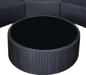 VidaXL 6-részes fekete polyrattan kerti bútorszett párnákkal