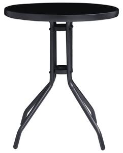 VidaXL fekete acél és üveg kerti asztal 60 cm