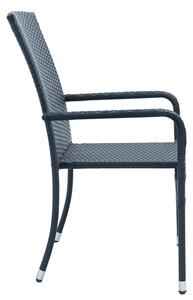 Polyrattan kerti székek Yoro Set, 2 egymásra rakható szék karfával - fekete márvány