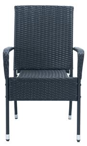 Polyrattan kerti székek Yoro Set, 2 egymásra rakható szék karfával - fekete márvány
