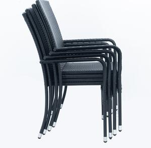 Polirattan Yoro kerti székek karfával, 4 db fekete