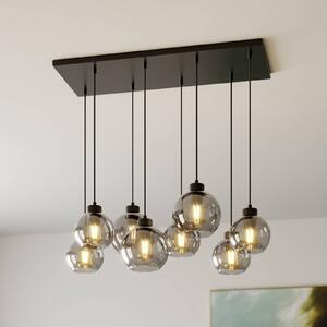TK Lighting Cubus lógó világítás, 95 cm hosszú, 8 izzós, füstszürke, üveg, dimmelhető, Fekete, Nappali / Étkező, Üveg, Modern