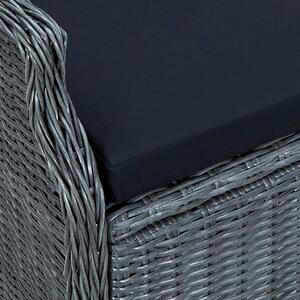 VidaXL sötétszürke dönthető háttámlás polyrattan kerti szék párnákkal