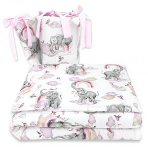 Baby Shop 3 részes ágynemű garnitúra - szivárványos elefánt rózsaszín
