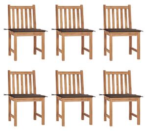 VidaXL 6 db tömör tíkfa kerti szék párnákkal