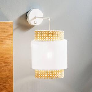 Boho fali lámpa, fehér/rattan