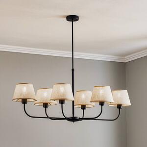 TK Lighting Chicago csillár, vászonernyők, 6 izzós, dimmelhető, Krém / borostyánsárga, Nappali / Étkező, Textil / szövet / selyem