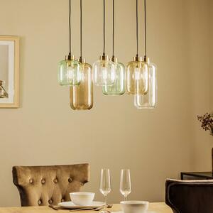 TK Lighting Marco Green lógó világítás, 6 izzós, átlátszó/zöld/barna, dimmelhető, Tiszta / átlátszó, Nappali / Étkező, Üveg, Modern