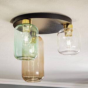 TK Lighting Marco Green mennyezeti világítás, 3 izzós, átlátszó/zöld/barna, dimmelhető, Tiszta / átlátszó, Nappali / Étkező, Üveg, Modern