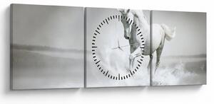 Kép - Fehér ló (órával) (90x30 cm)
