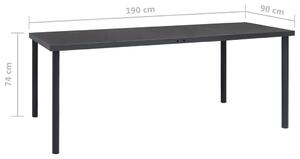 VidaXL antracitszürke kültéri étkezőasztal 190 x 90 x 74 cm