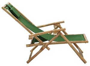 VidaXL zöld bambusz és szövet dönthető pihenőszék