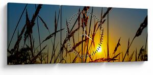 Kép - naplemente a réten (órával) (90x30 cm)