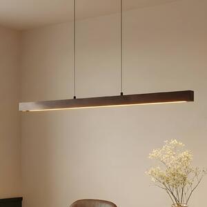 Lucande LED lógó lámpa Nihalo, diófa, 122 cm, dimmelhető, CCT, dimmelhető, Sötét fa, Nappali / Étkező, Fa, Vidéki otthon / Rusztikus
