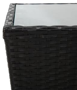 VidaXL fekete polyrattan és edzett üveg teázóasztal 41,5x41,5x43 cm