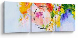 Kép - Virágok, festmény (órával) (90x30 cm)