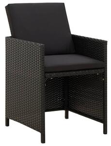 VidaXL 4 részes fekete kerti polyrattan szék- és zsámolyszett