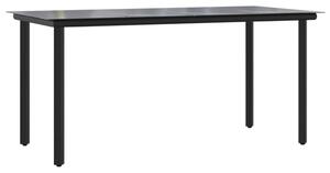VidaXL fekete acél és edzett üveg kerti étkezőasztal 160x80x74cm