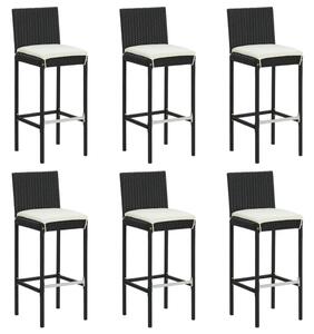 6 db fekete polyrattan bárszék párnával