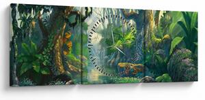 Kép - Egy trópusi erdő illusztrációja (órával) (90x30 cm)