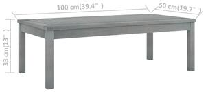 VidaXL szürke tömör akácfa dohányzóasztal 100 x 50 x 33 cm