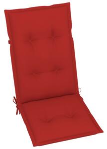 VidaXL tömör tíkfa kerti szék piros párnákkal