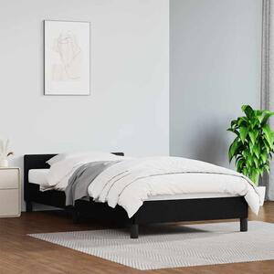 Fekete ágykeret fejtámlával matrac nélkül 80 x 200 cm